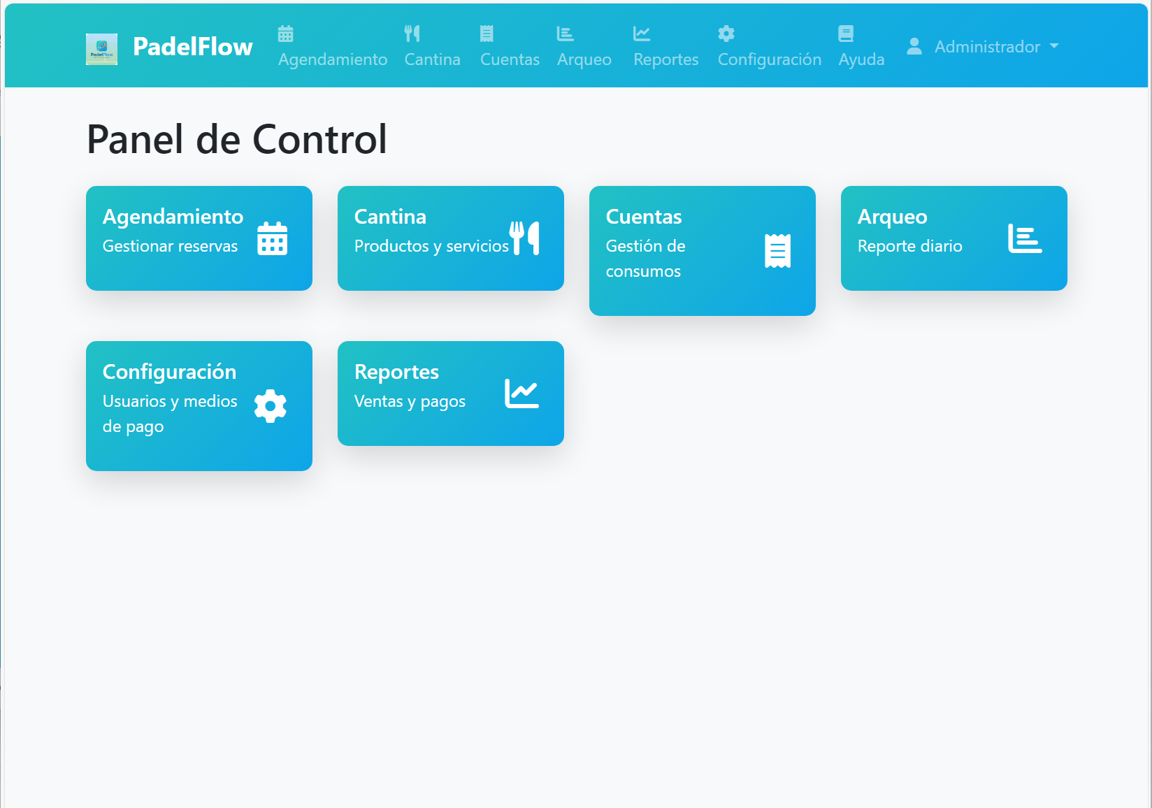 Vista general de PadelFlow